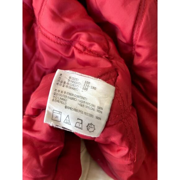 Red Vintage 90s Nike Long Coat Parka Big Logo Men's Large - Picture 7 of 10